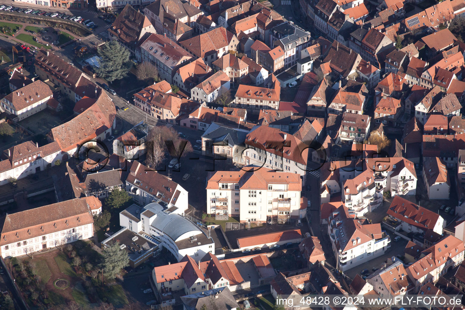 Bird's eye view of Wissembourg in the state Bas-Rhin, France