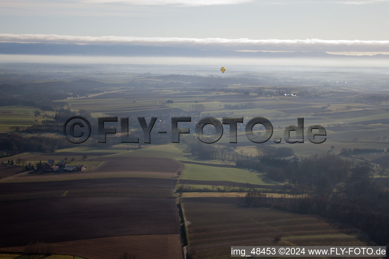 Aerial view of Steinseltz in the state Bas-Rhin, France