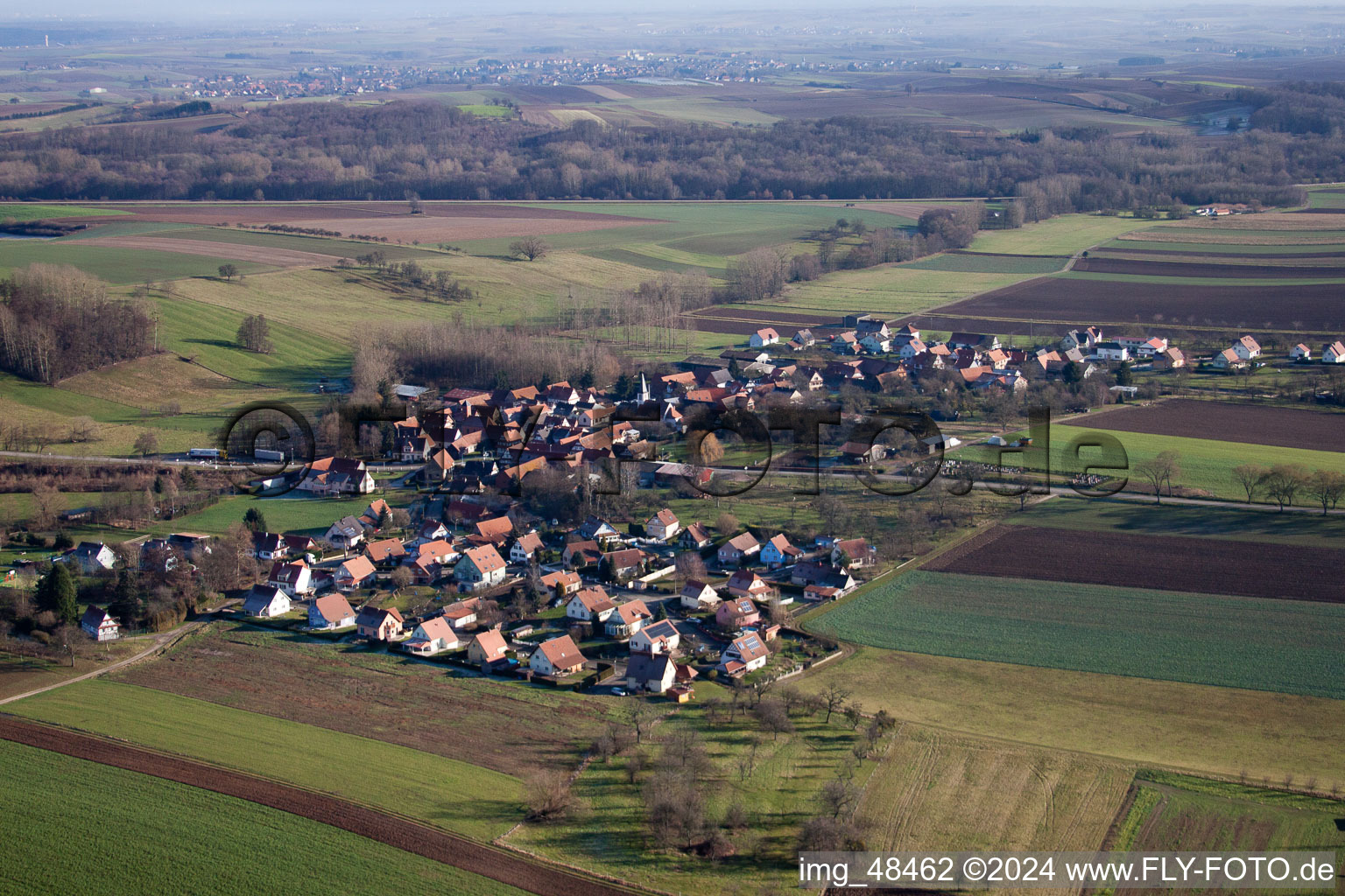 Drone recording of Ingolsheim in the state Bas-Rhin, France