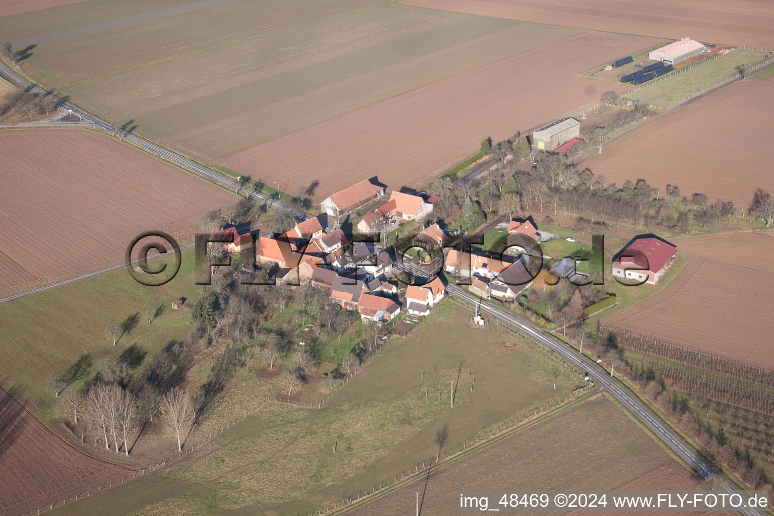 Seebach in the state Bas-Rhin, France from the drone perspective