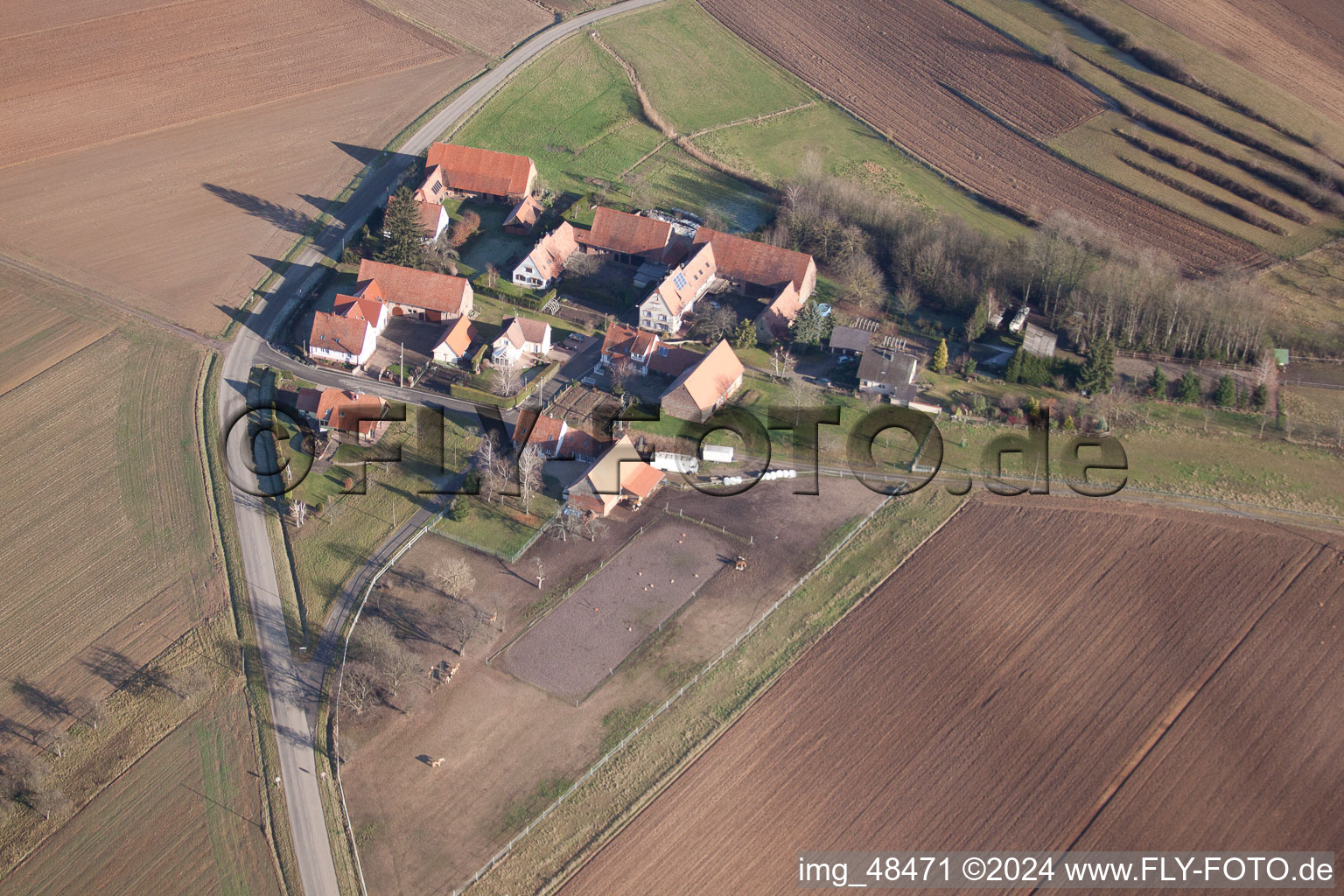 Seebach in the state Bas-Rhin, France from a drone