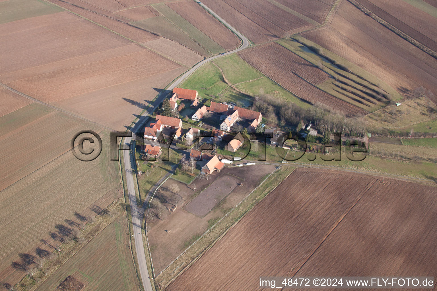 Seebach in the state Bas-Rhin, France seen from a drone