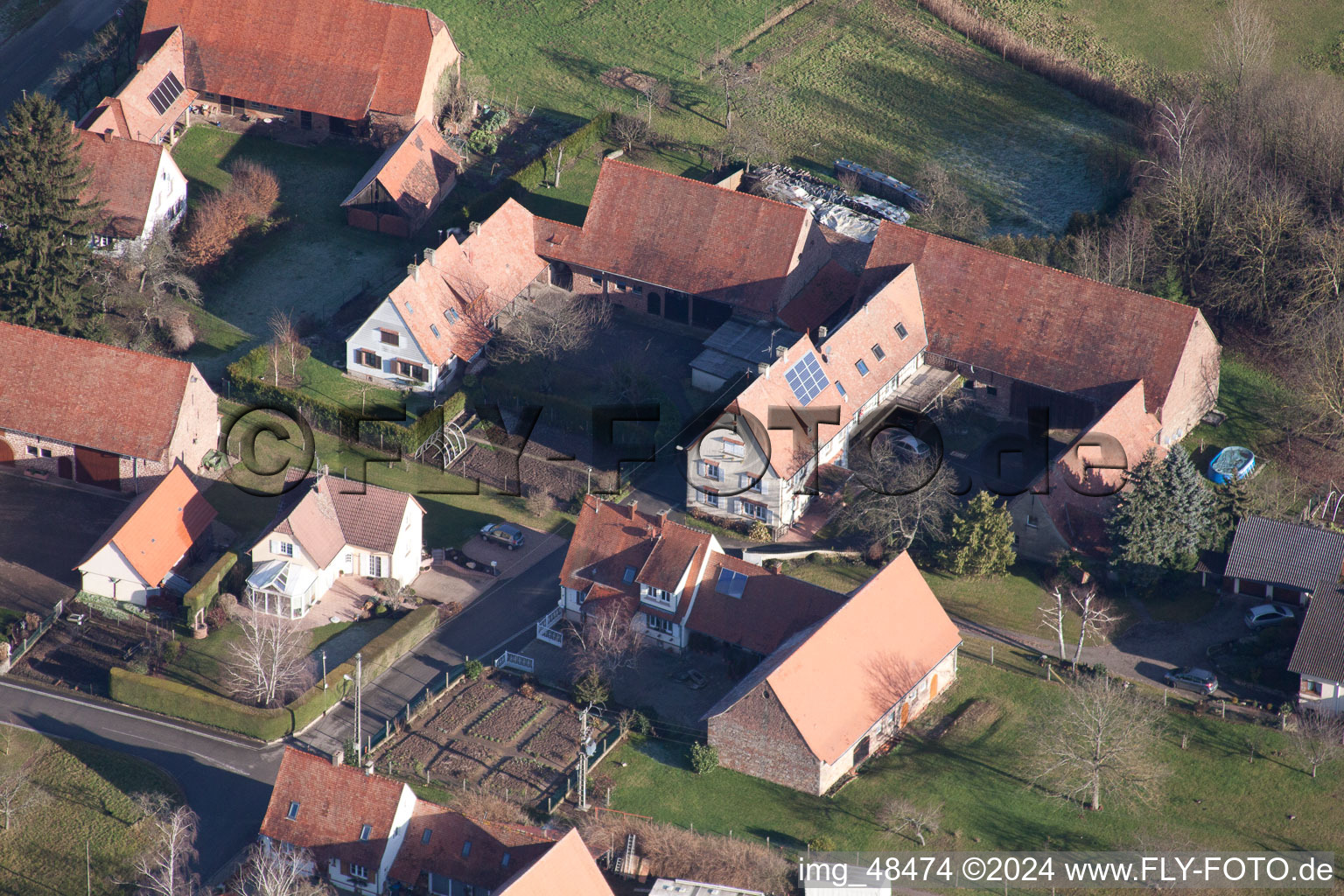 Aerial photograpy of Seebach in the state Bas-Rhin, France