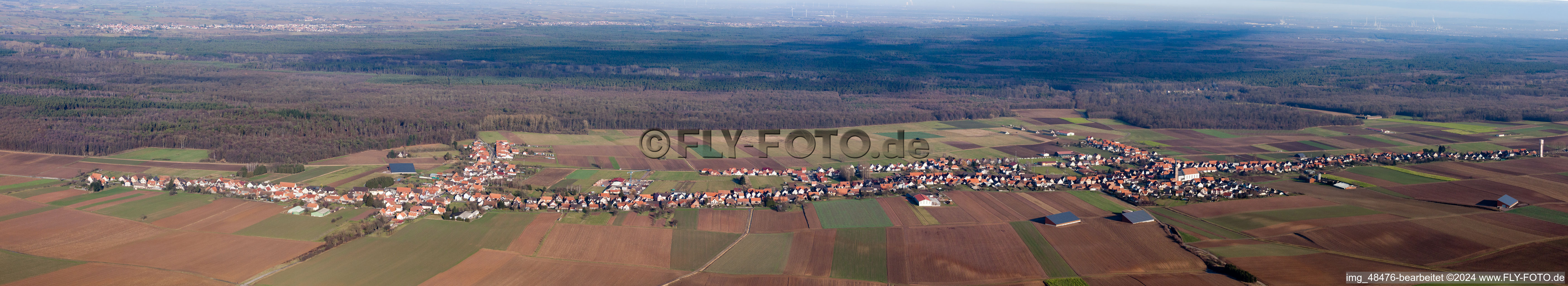 Aerial view of Panorama in Schleithal in the state Bas-Rhin, France