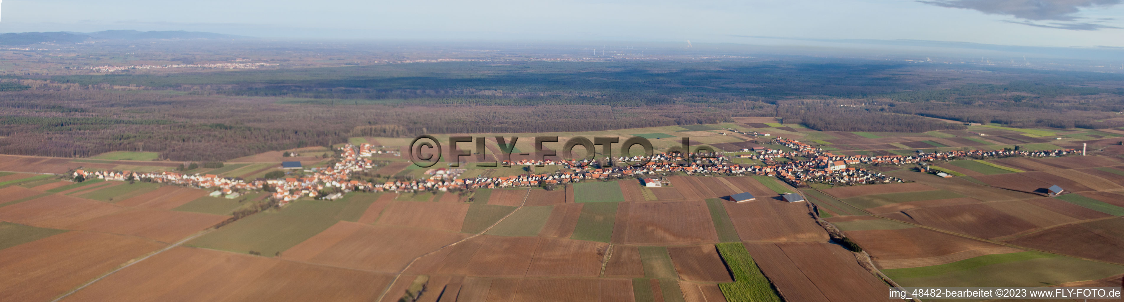 Aerial photograpy of Panorama in Schleithal in the state Bas-Rhin, France