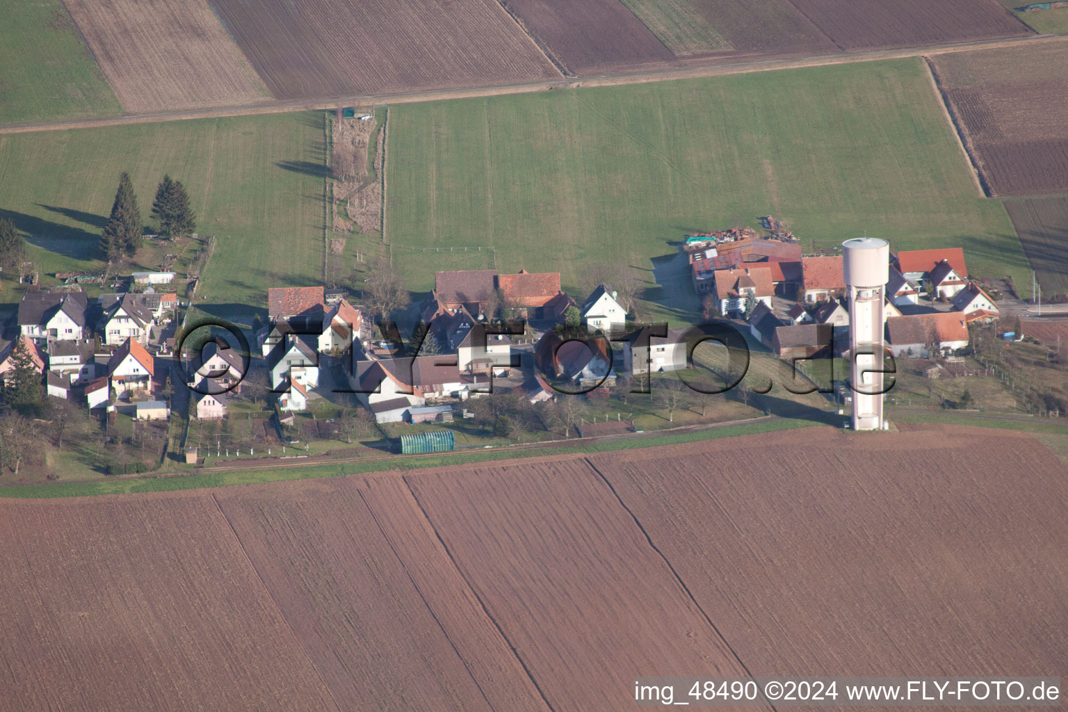 Schleithal in the state Bas-Rhin, France from above