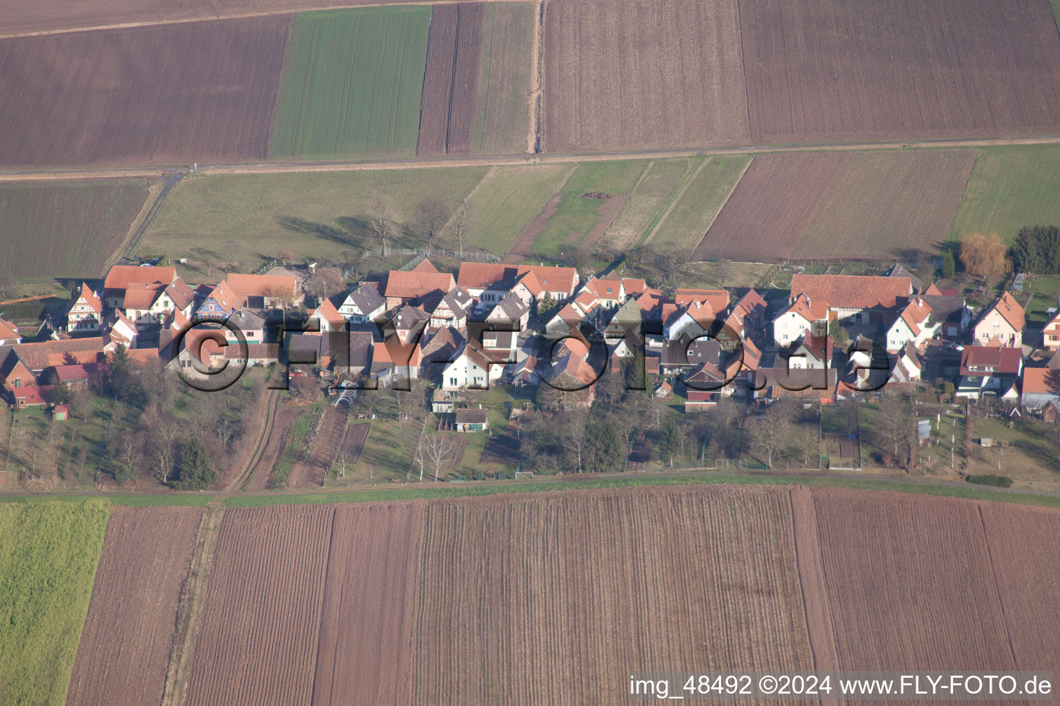 Schleithal in the state Bas-Rhin, France seen from above