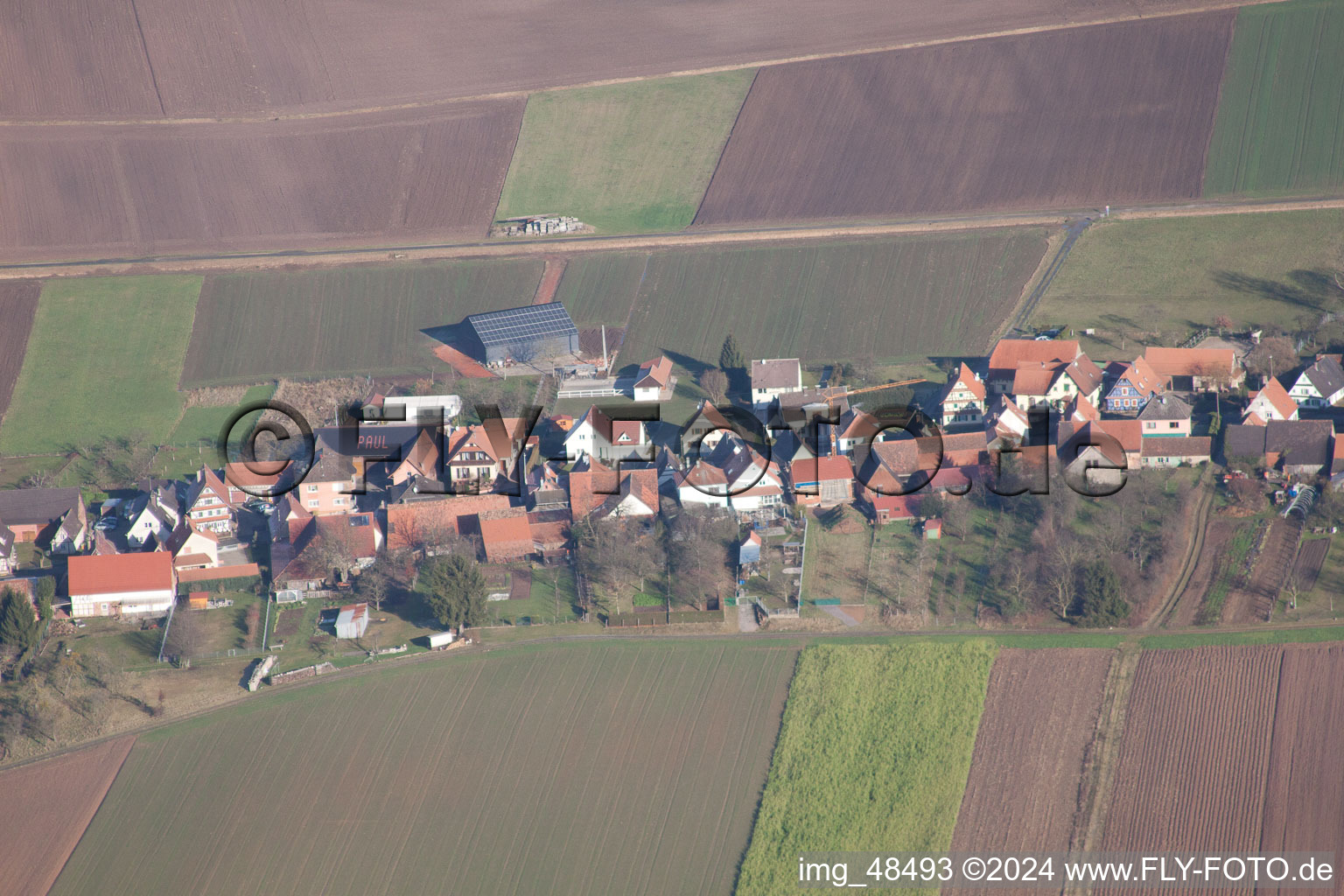 Schleithal in the state Bas-Rhin, France from the plane