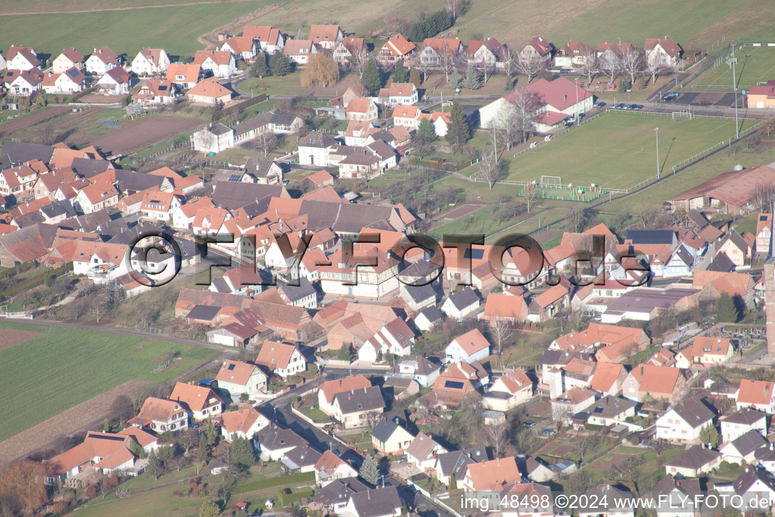 Schleithal in the state Bas-Rhin, France from the drone perspective