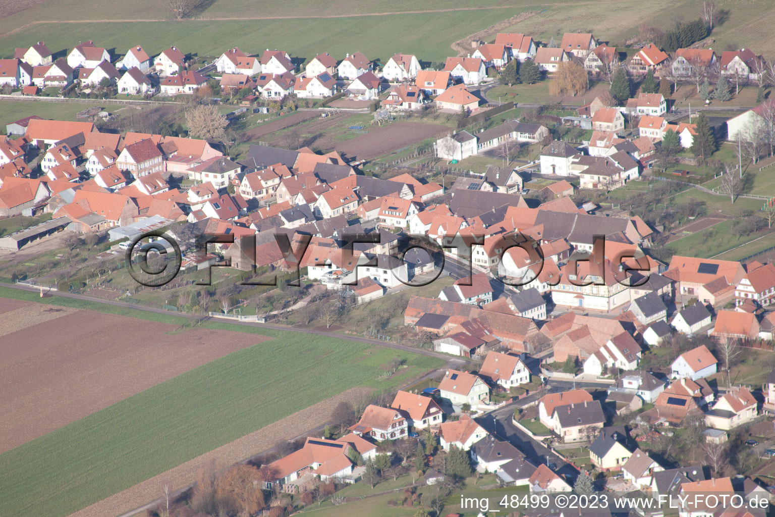 Schleithal in the state Bas-Rhin, France from a drone