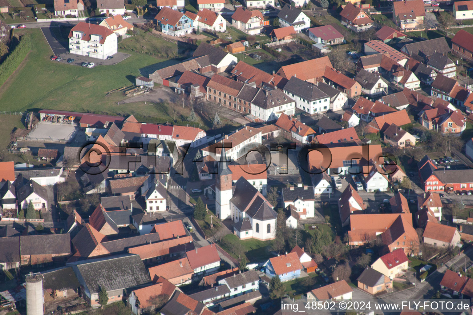 Salmbach in the state Bas-Rhin, France from above