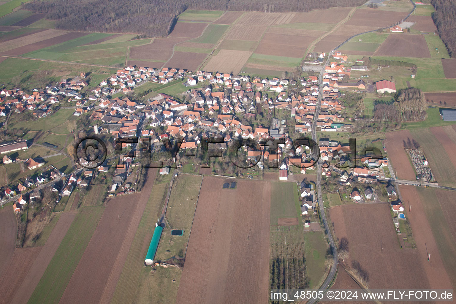 Salmbach in the state Bas-Rhin, France from the plane