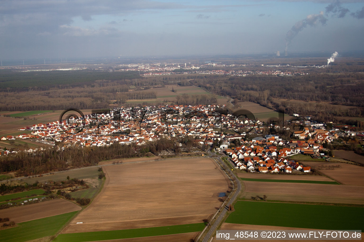 Hördt in the state Rhineland-Palatinate, Germany from above
