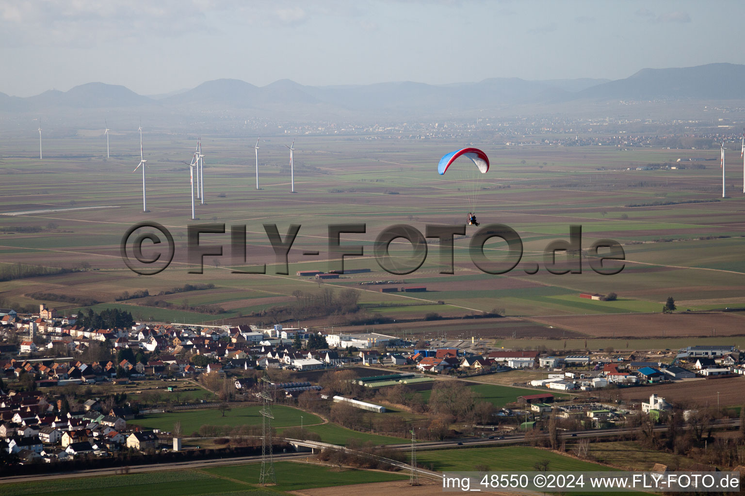 Rülzheim in the state Rhineland-Palatinate, Germany from above