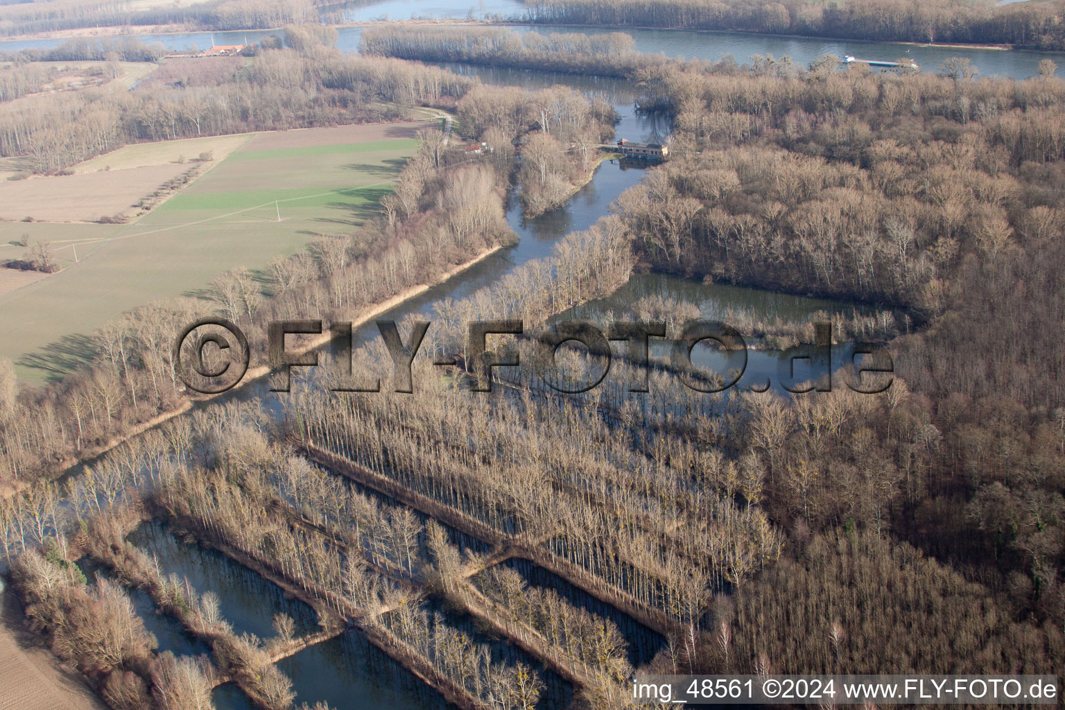 District Sondernheim in Germersheim in the state Rhineland-Palatinate, Germany seen from a drone