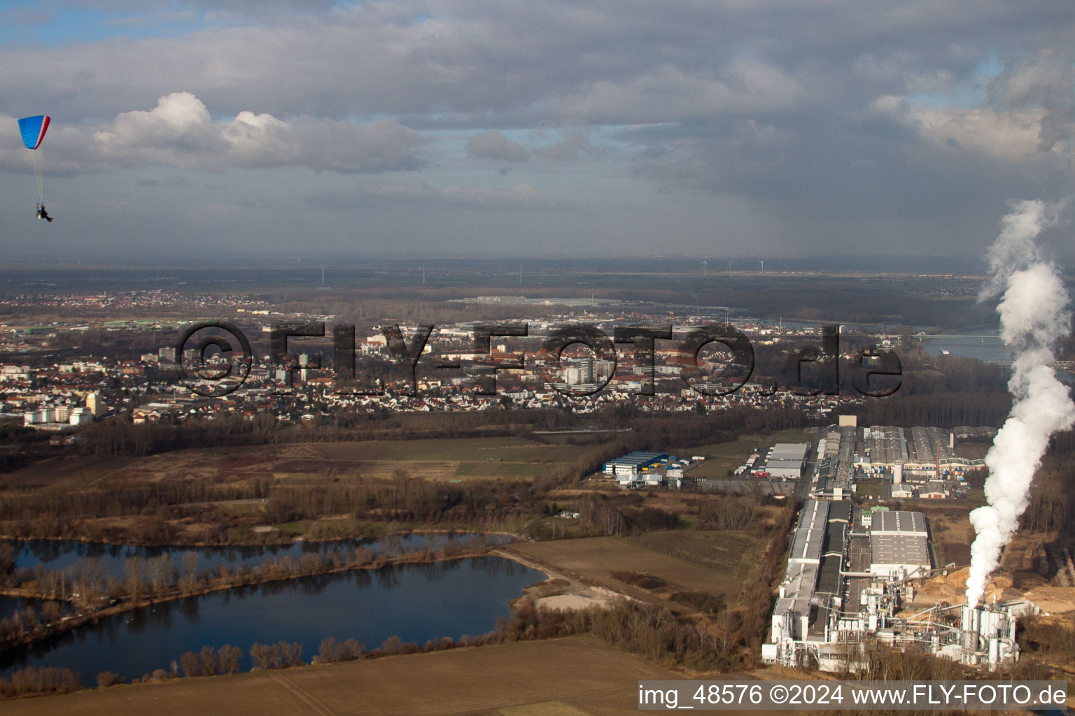 Bird's eye view of Germersheim in the state Rhineland-Palatinate, Germany