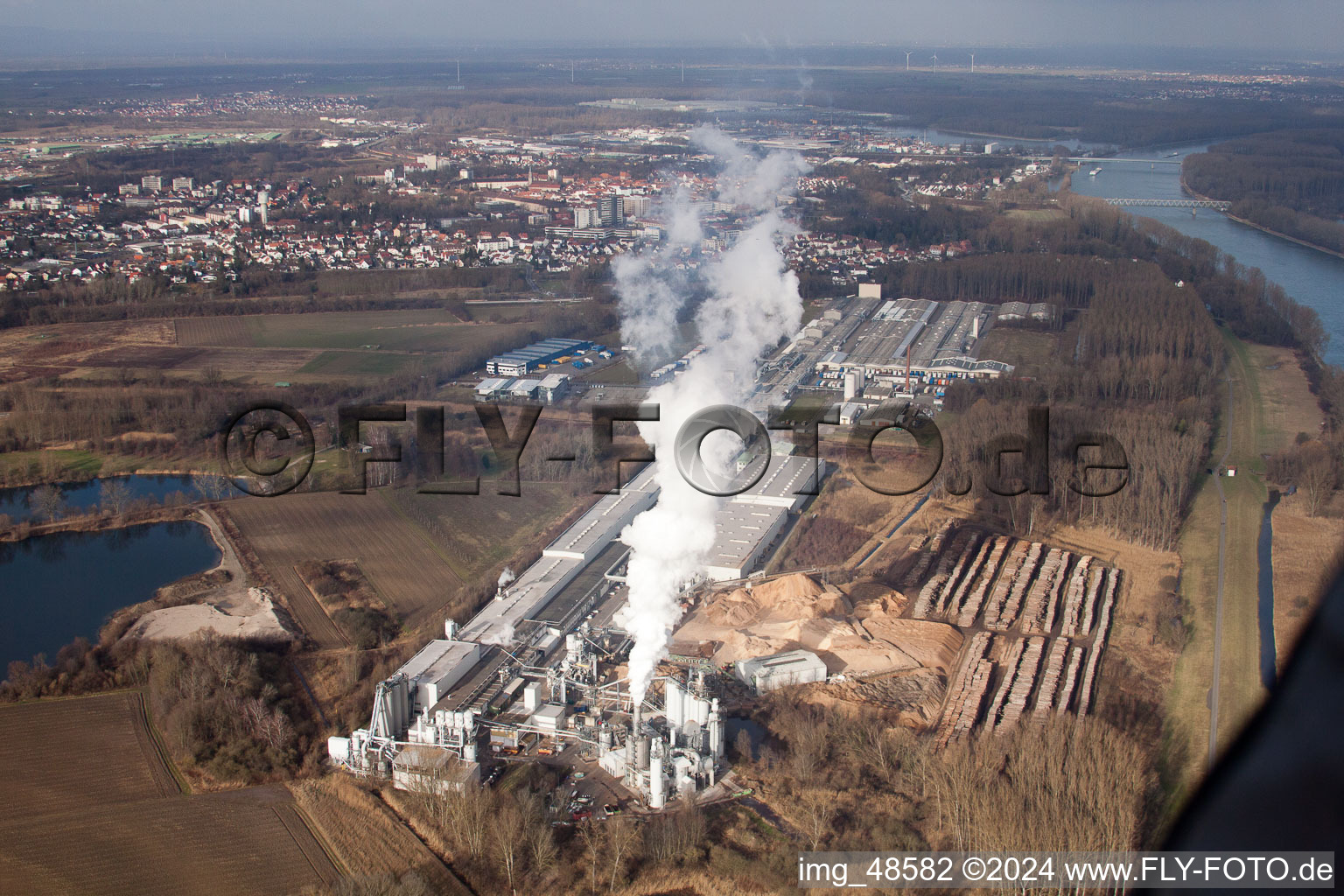 Bird's eye view of Germersheim in the state Rhineland-Palatinate, Germany