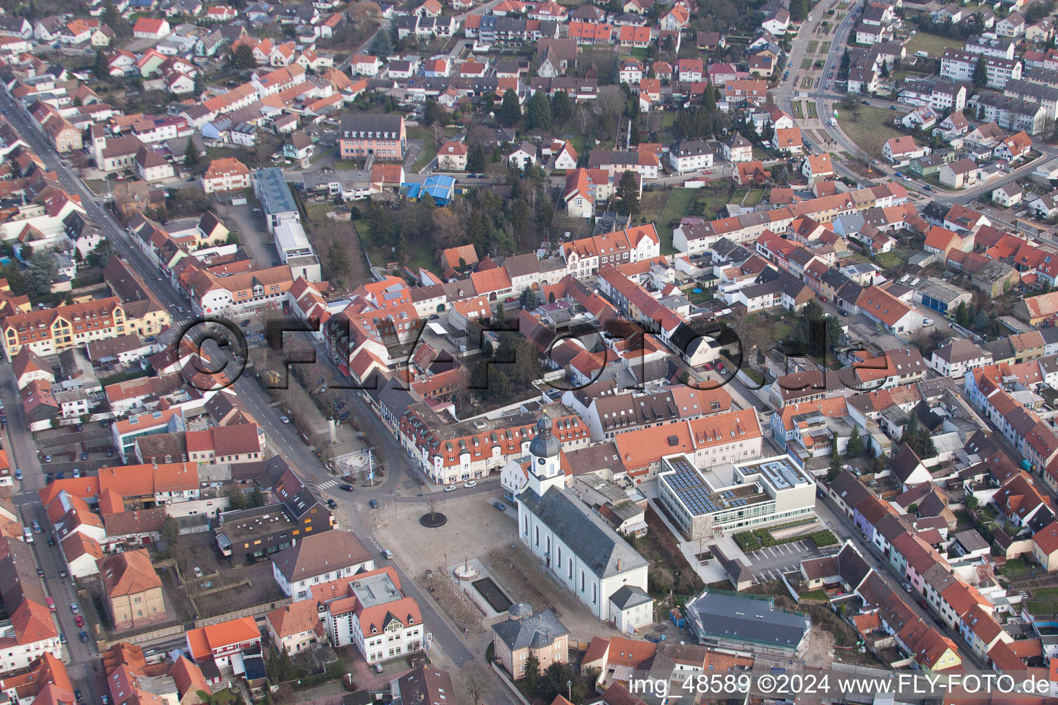 Philippsburg in the state Baden-Wuerttemberg, Germany viewn from the air