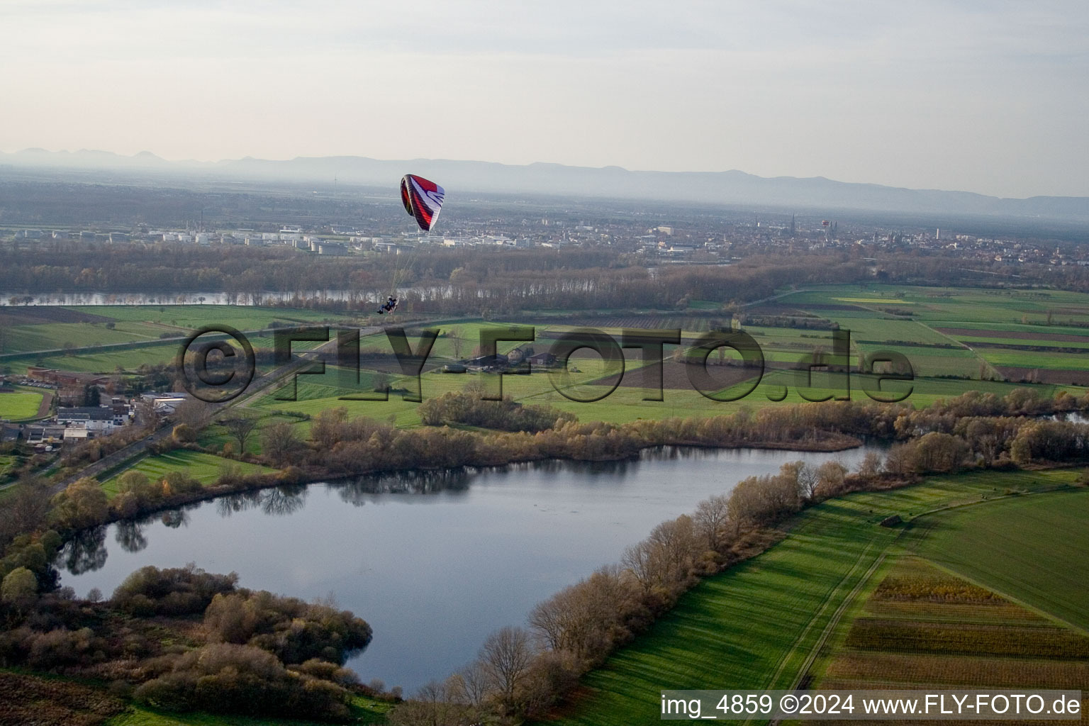 Aerial photograpy of In the north of in Altlußheim in the state Baden-Wuerttemberg, Germany