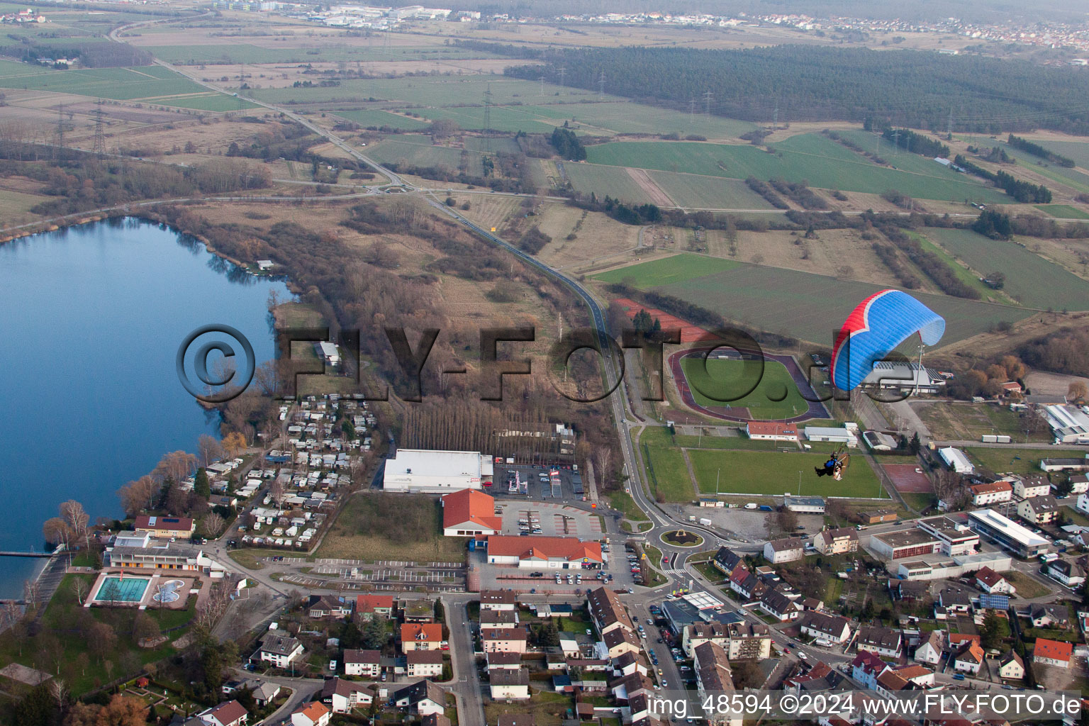 Philippsburg in the state Baden-Wuerttemberg, Germany seen from a drone