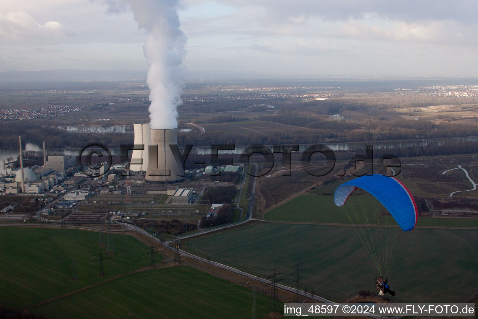 Aerial photograpy of Philippsburg in the state Baden-Wuerttemberg, Germany