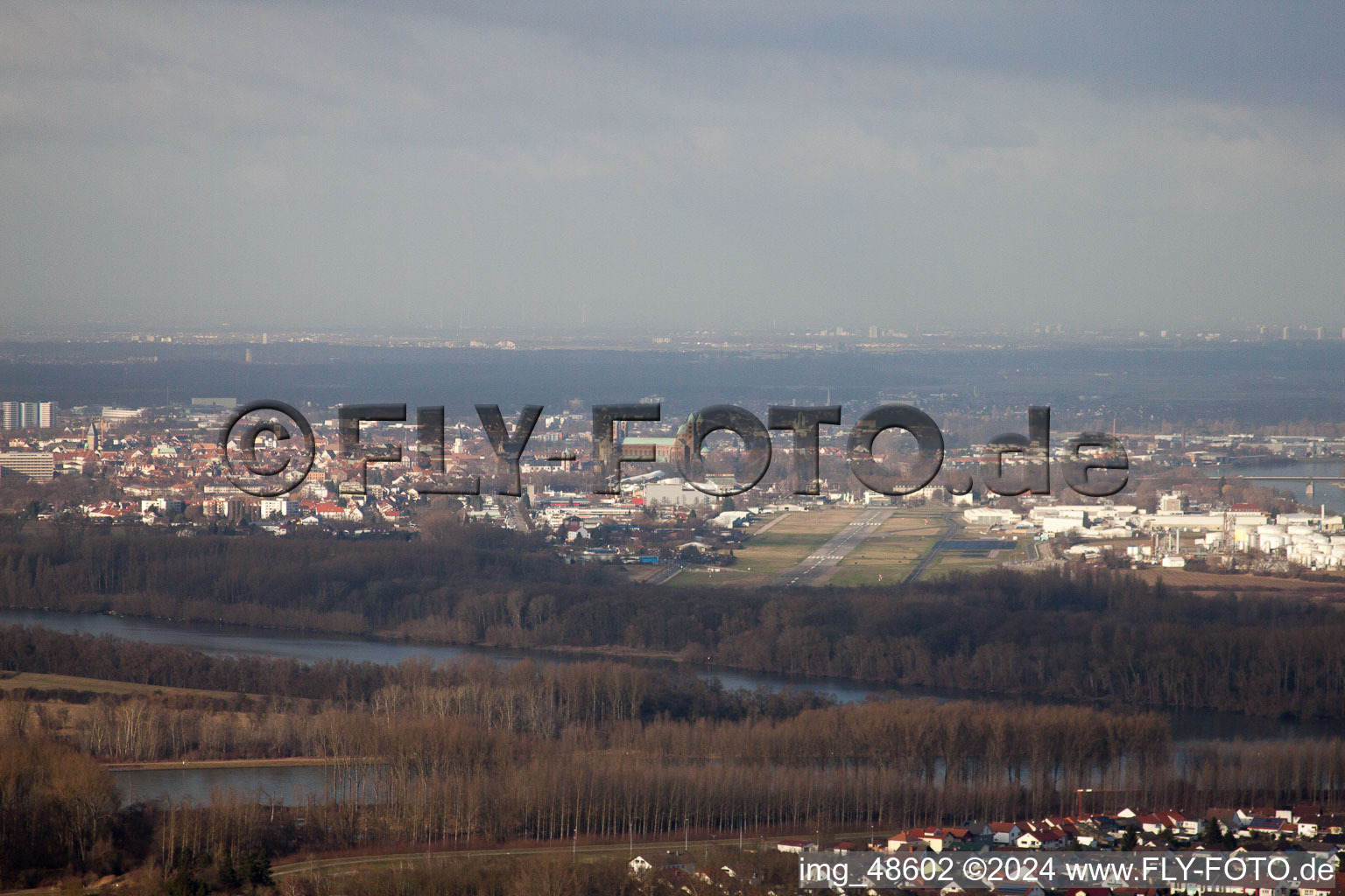 Airport from the east in Speyer in the state Rhineland-Palatinate, Germany