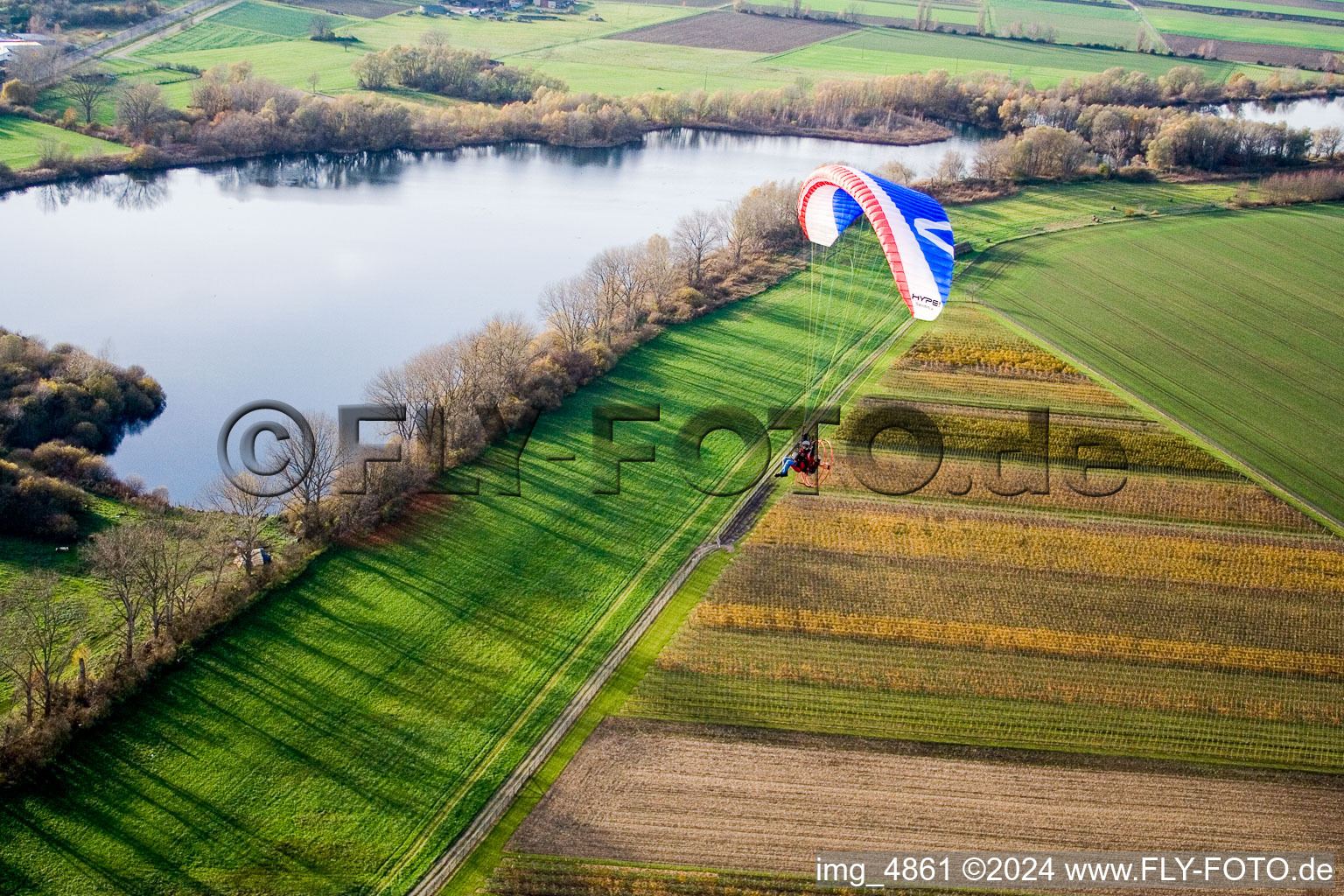 In the north of in Altlußheim in the state Baden-Wuerttemberg, Germany from above