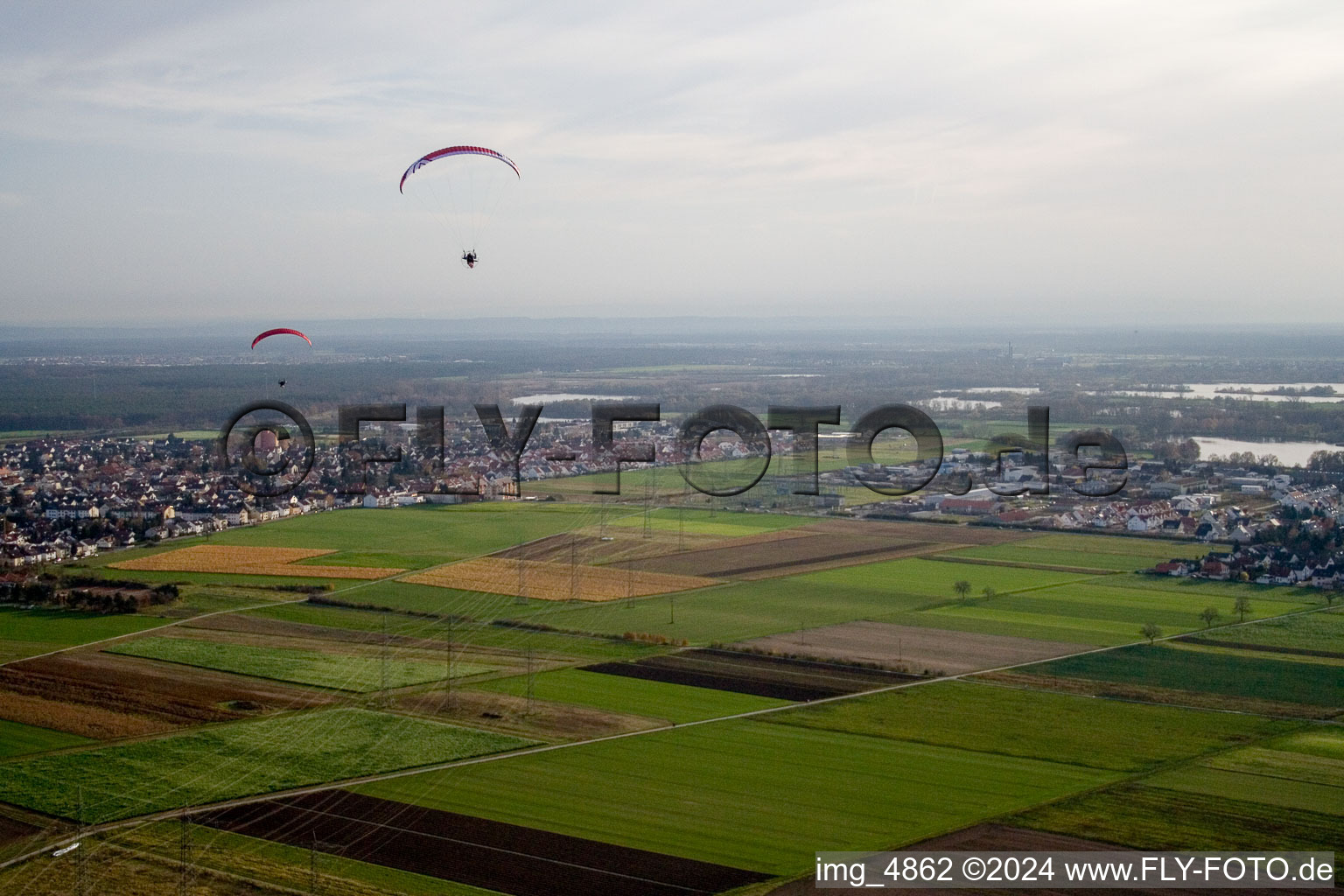 In the north of in Altlußheim in the state Baden-Wuerttemberg, Germany out of the air