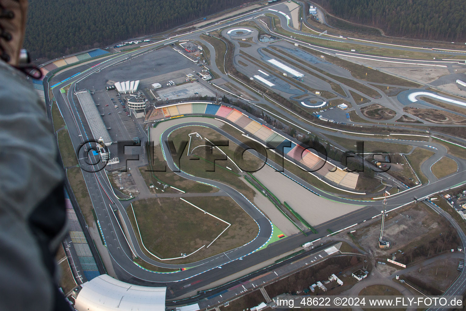 Aerial view of Motodrom in Hockenheim in the state Baden-Wuerttemberg, Germany