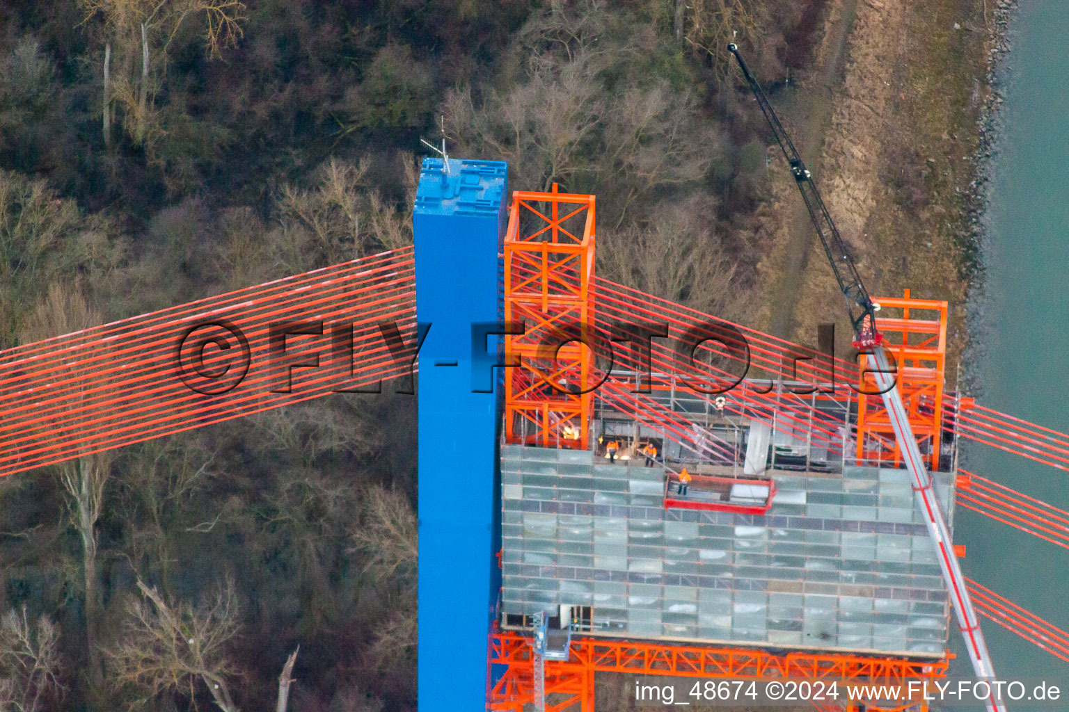 Motorway bridge construction site in Speyer in the state Rhineland-Palatinate, Germany out of the air