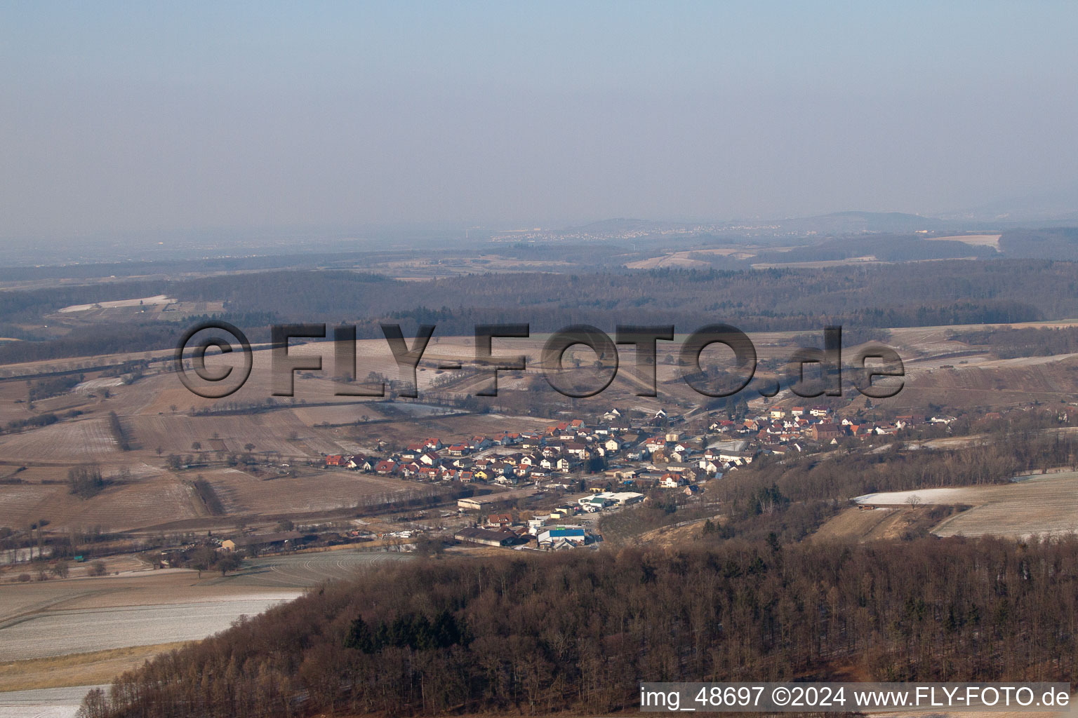 From the south in the district Neuenbürg in Kraichtal in the state Baden-Wuerttemberg, Germany