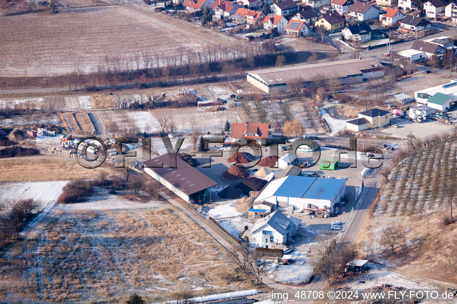 Oblique view of District Neuenbürg in Kraichtal in the state Baden-Wuerttemberg, Germany