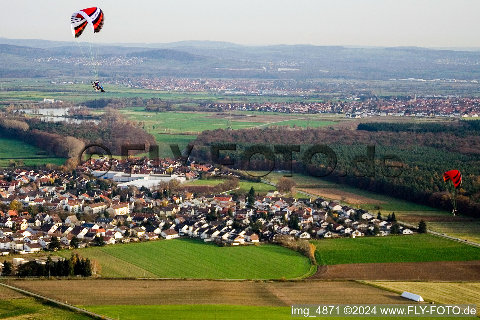 From the west in Neulußheim in the state Baden-Wuerttemberg, Germany