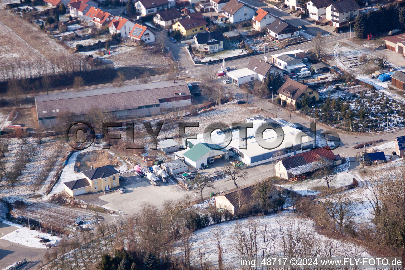 Aerial view of AVN GmbH, Thomas Ullrich brick factory in the district Neuenbürg in Kraichtal in the state Baden-Wuerttemberg, Germany