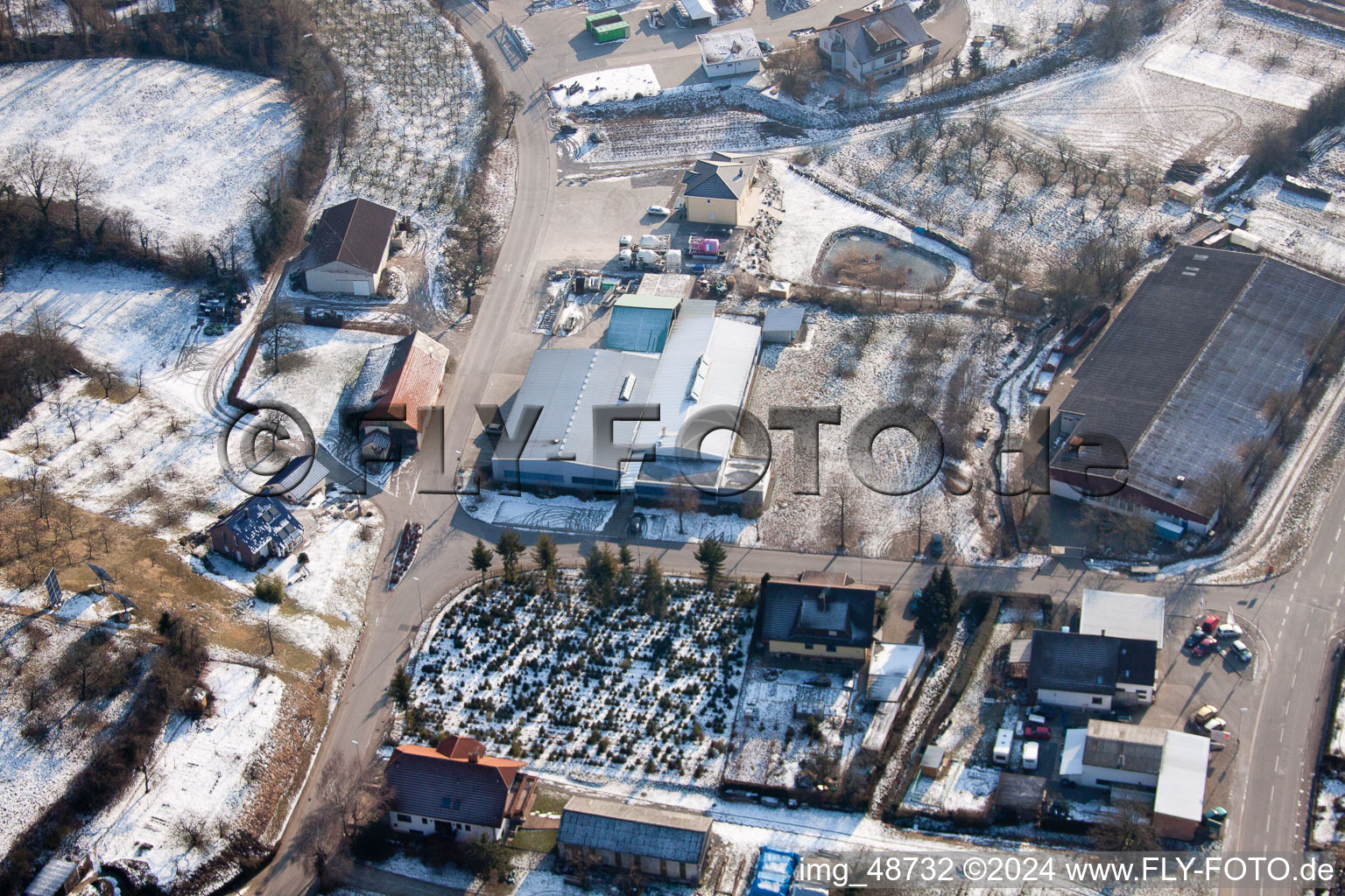 Bird's eye view of AVN GmbH in the district Neuenbürg in Kraichtal in the state Baden-Wuerttemberg, Germany