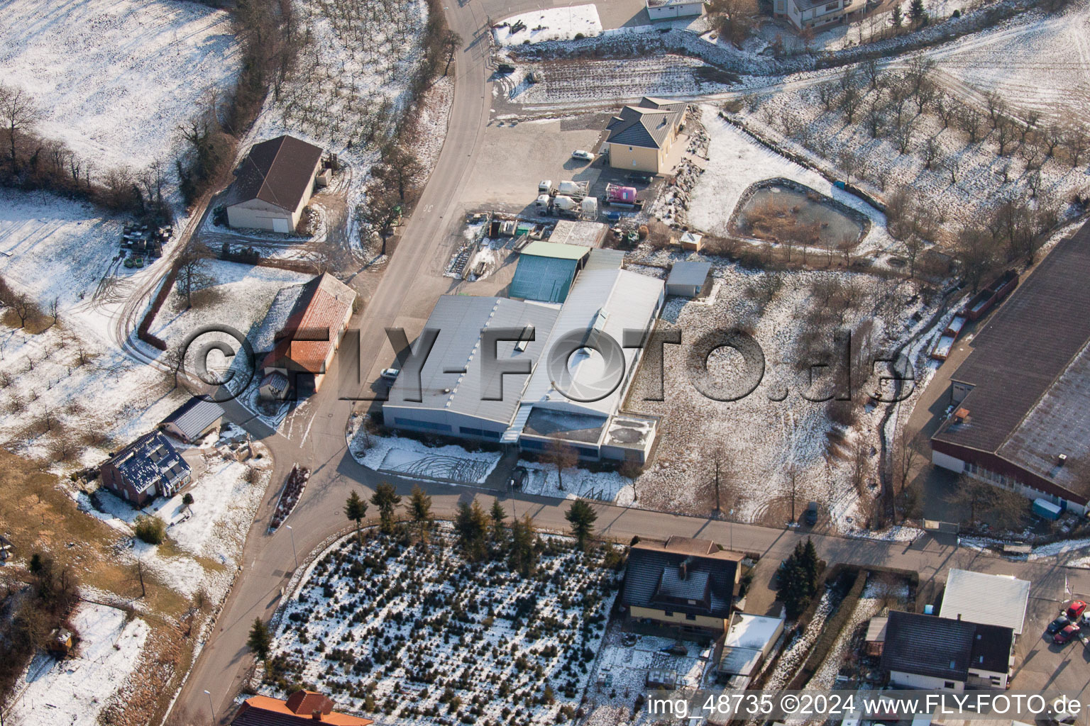 AVN GmbH in the district Neuenbürg in Kraichtal in the state Baden-Wuerttemberg, Germany viewn from the air