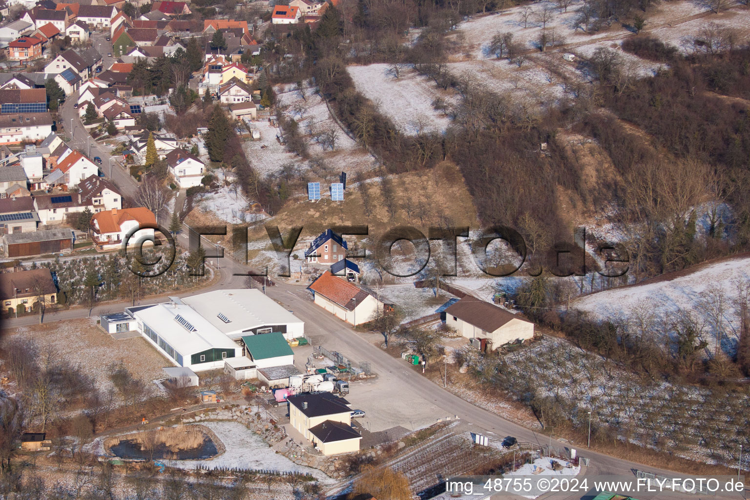 AVN GmbH in the district Neuenbürg in Kraichtal in the state Baden-Wuerttemberg, Germany seen from a drone