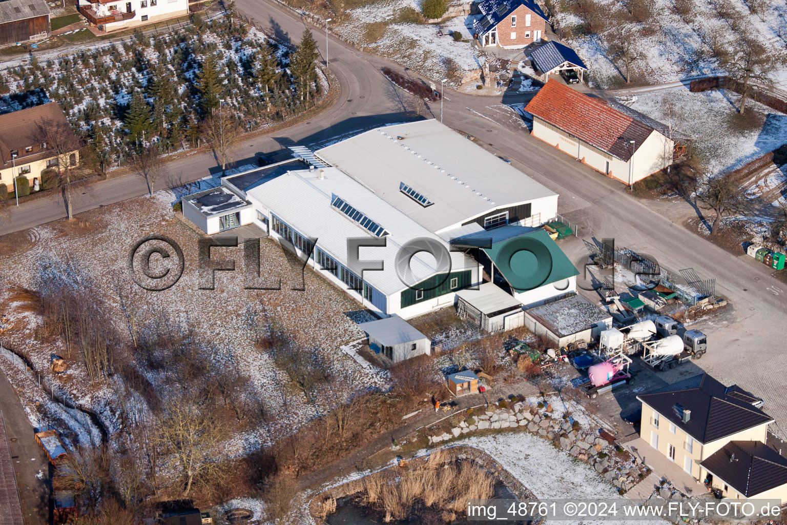 Oblique view of AVN GmbH in the district Neuenbürg in Kraichtal in the state Baden-Wuerttemberg, Germany