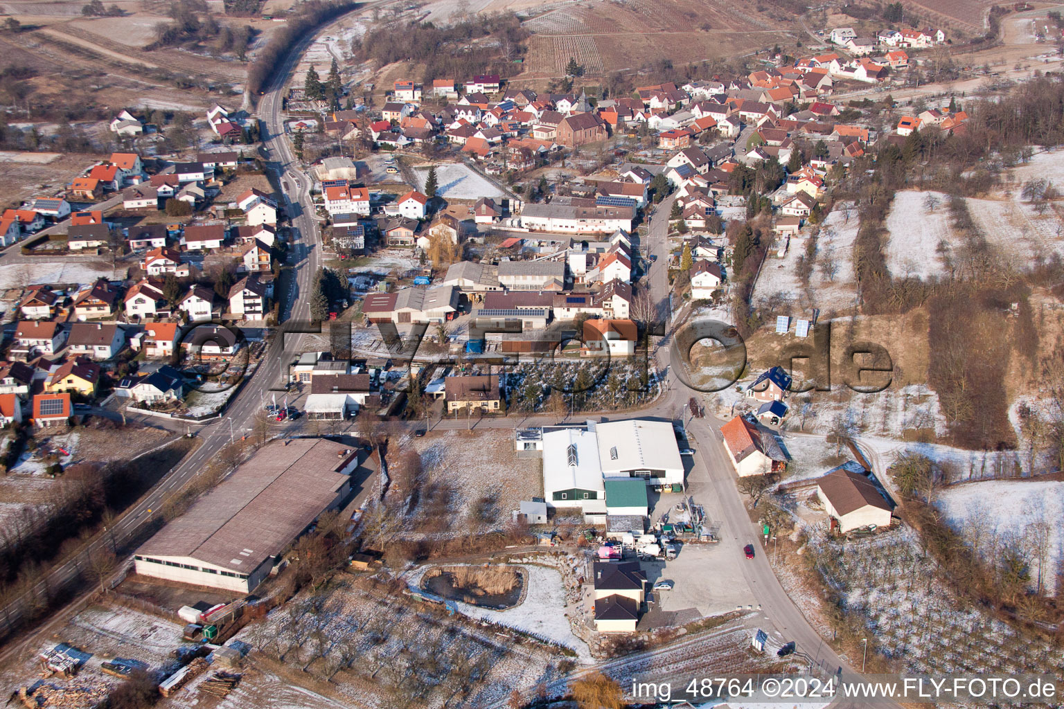 District Neuenbürg in Kraichtal in the state Baden-Wuerttemberg, Germany from the drone perspective