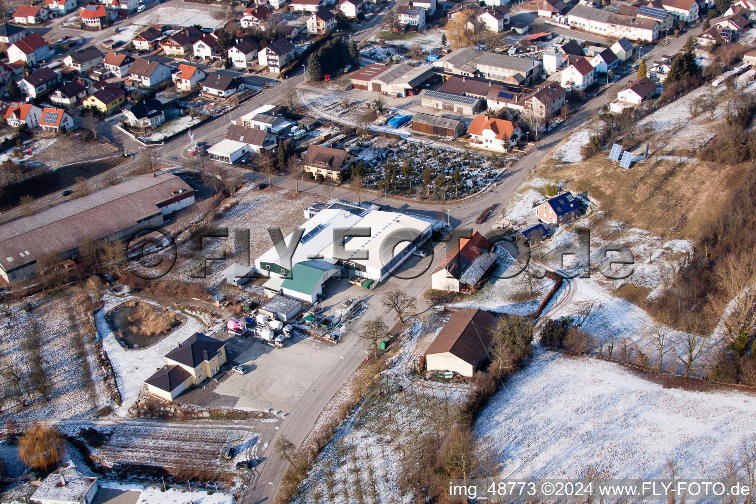 Bird's eye view of AVN GmbH in the district Neuenbürg in Kraichtal in the state Baden-Wuerttemberg, Germany