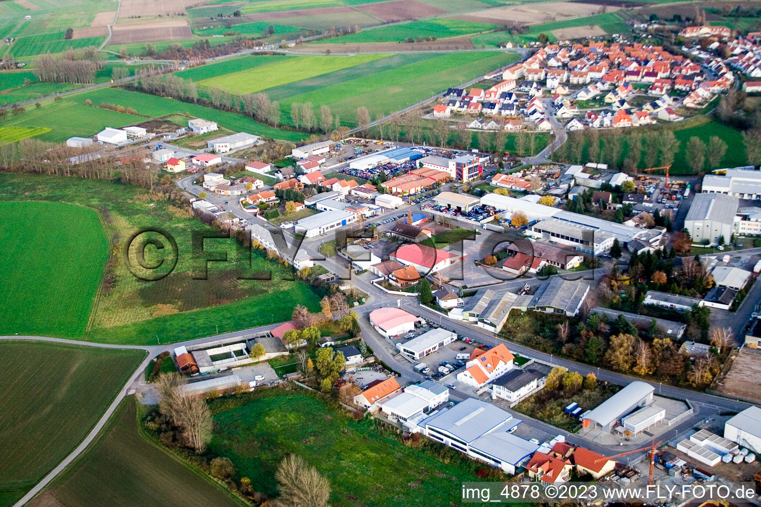 Aerial view of From the southwest in Hockenheim in the state Baden-Wuerttemberg, Germany