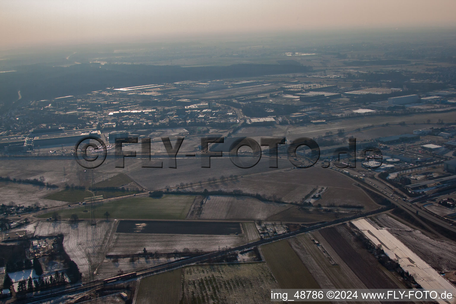 Aerial view of Bruchsal in the state Baden-Wuerttemberg, Germany