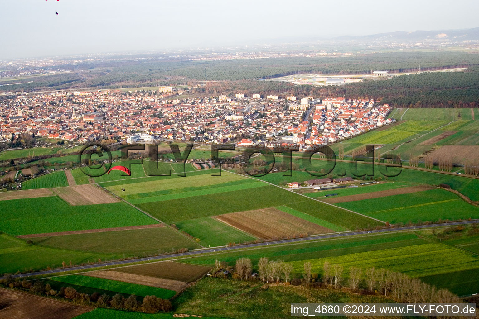 Oblique view of From the southwest in Hockenheim in the state Baden-Wuerttemberg, Germany