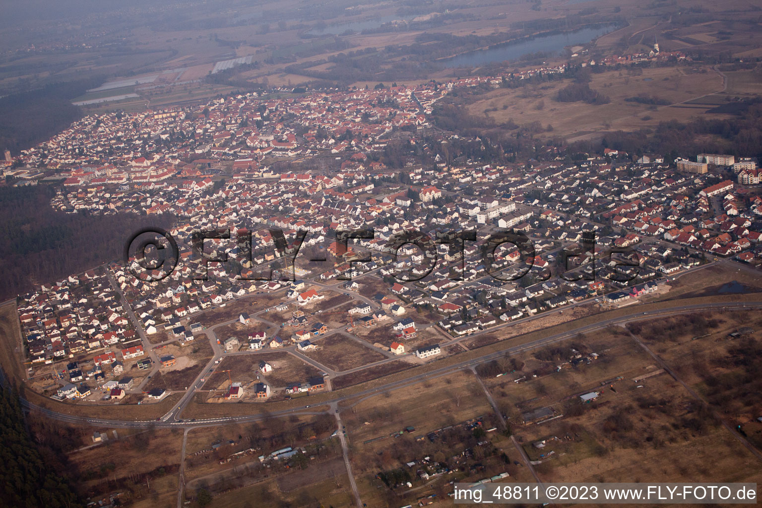 Jockgrim in the state Rhineland-Palatinate, Germany out of the air