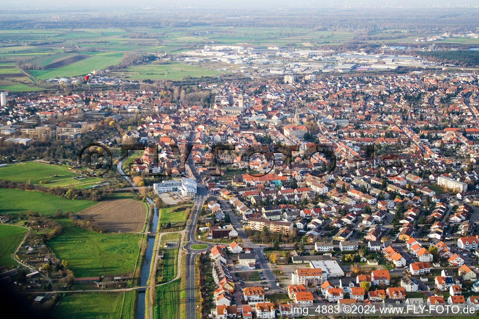 From the south in Hockenheim in the state Baden-Wuerttemberg, Germany