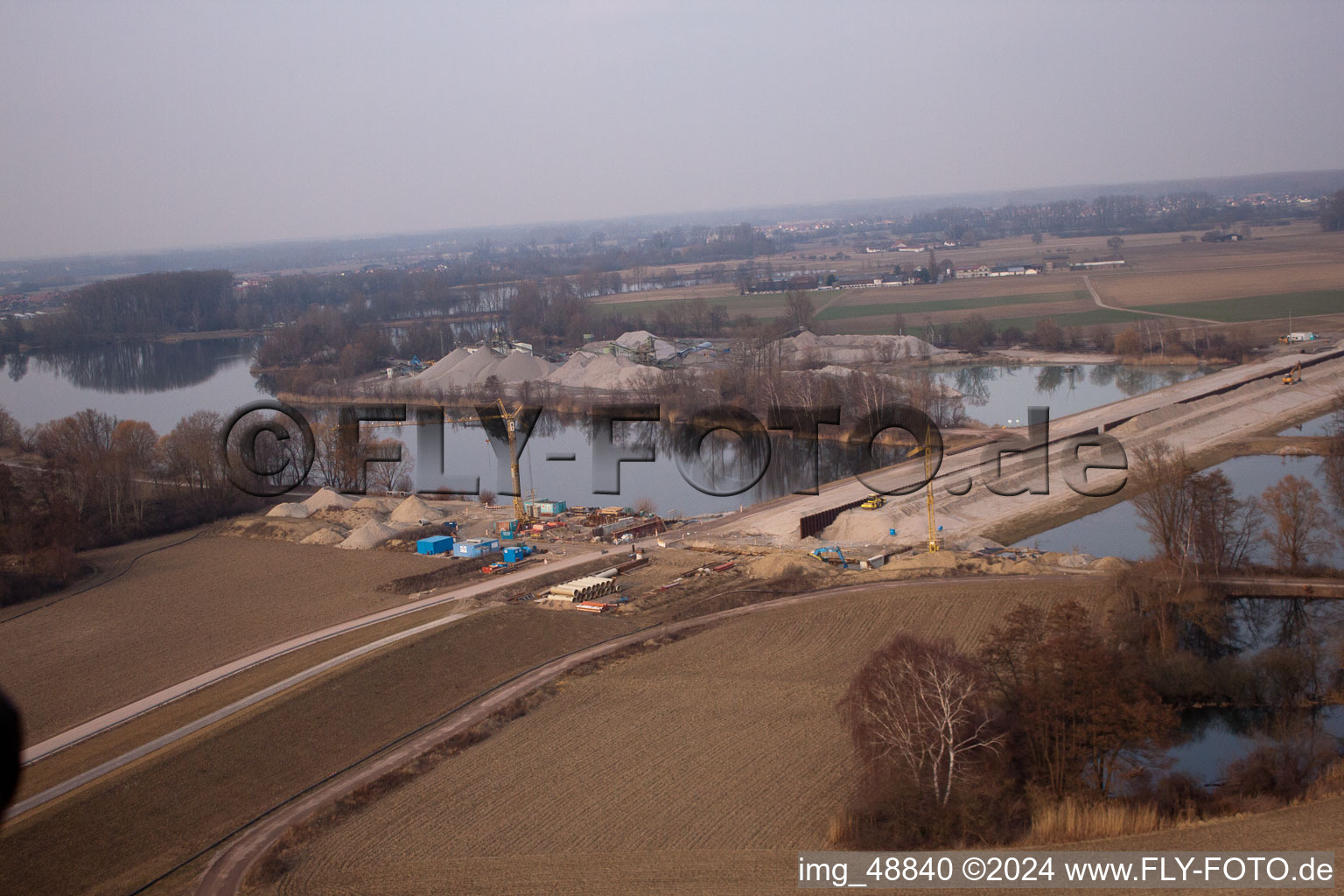 Aerial view of Polder in Neupotz in the state Rhineland-Palatinate, Germany