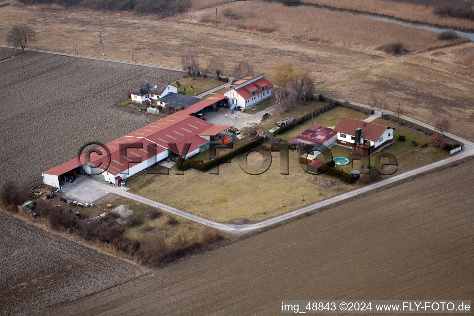 Neupotz in the state Rhineland-Palatinate, Germany from a drone