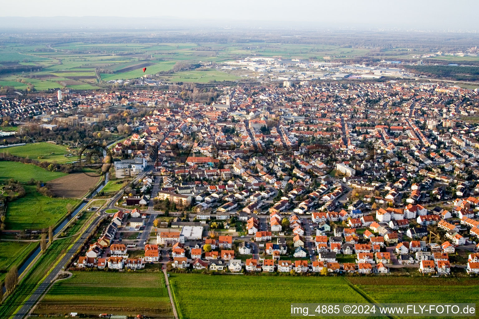 Aerial view of From the south in Hockenheim in the state Baden-Wuerttemberg, Germany