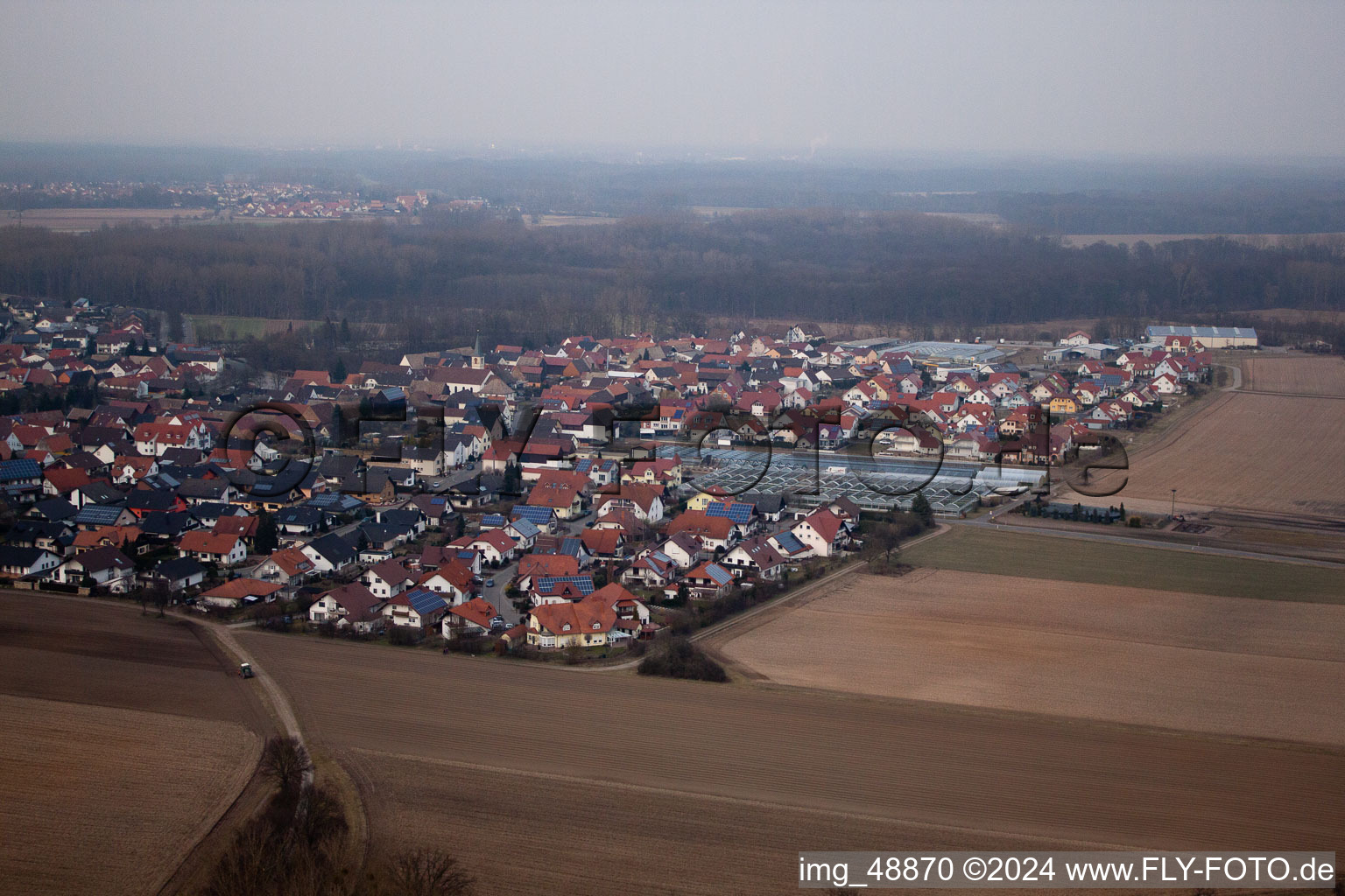 Kuhardt in the state Rhineland-Palatinate, Germany from the plane