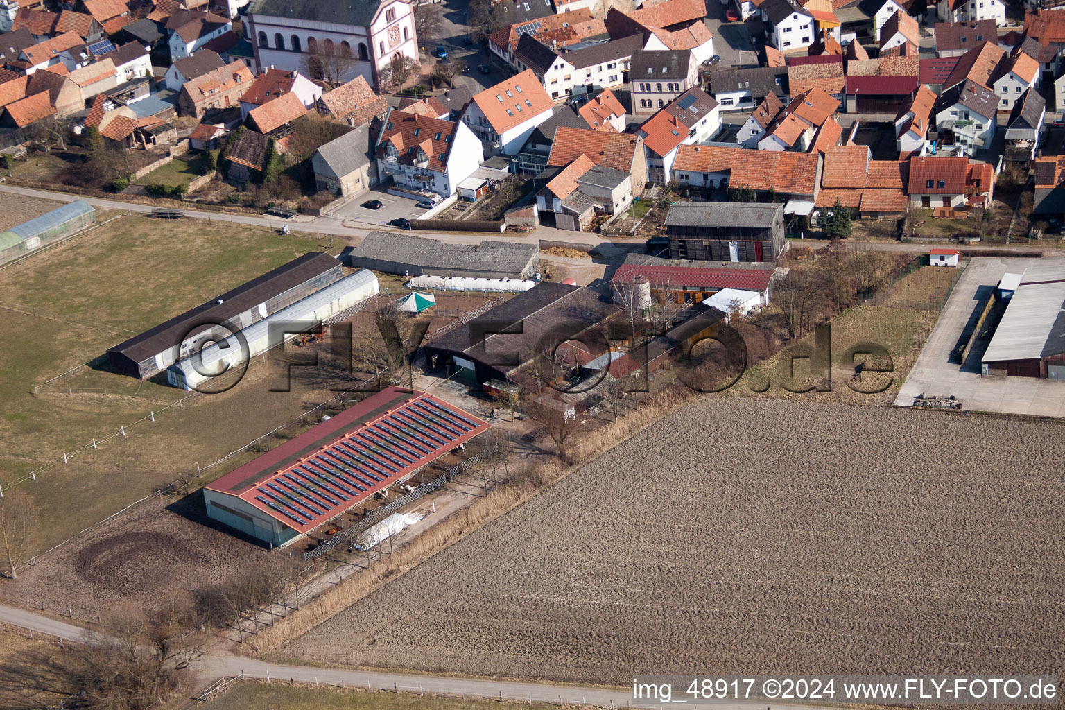 Neupotz in the state Rhineland-Palatinate, Germany seen from above